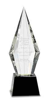 Obelisk Facet Crystal on Pedestal Base Black